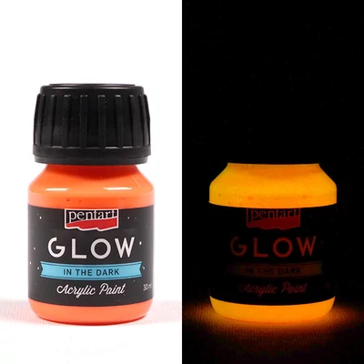 Vopsea acrilică Pentart Glow care strălucește în întuneric, 30 ml - portocaliu