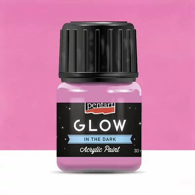Vopsea acrilică Pentart Glow care strălucește în întuneric, 30 ml - roz