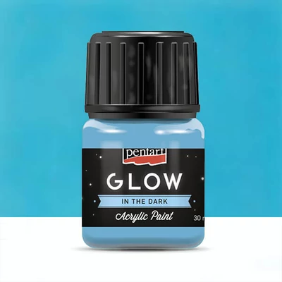 Vopsea acrilică Pentart Glow care strălucește în întuneric, 30 ml - albastru