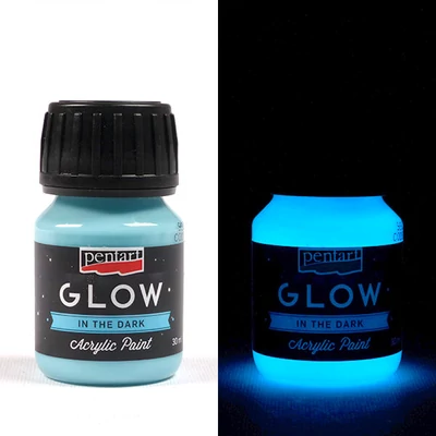 Vopsea acrilică Pentart Glow care strălucește în întuneric, 30 ml - albastru