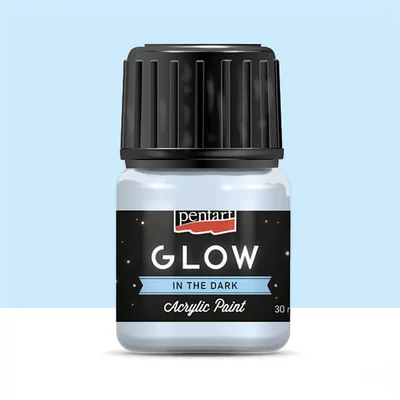 Vopsea acrilică Pentart Glow care strălucește în întuneric, 30 ml - alb albăstrui