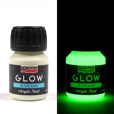 Vopsea acrilică Pentart Glow care strălucește în întuneric, 30 ml - alb verzui