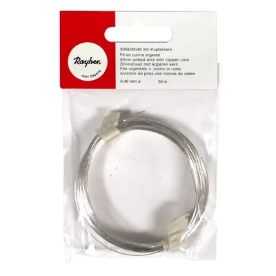 Sârmă de bijuterii, 0,4 mm, 20 m - argintiu, cu miez de cupru