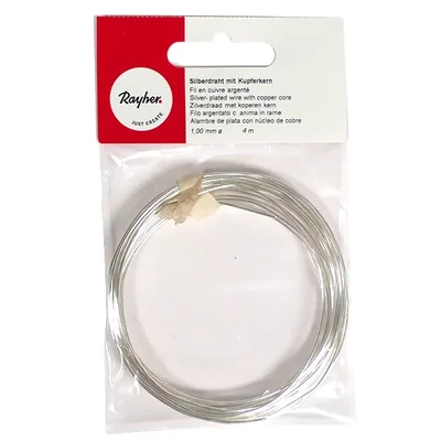 Sârmă de bijuterii, 1 mm, 4 m - argintiu, cu miez de cupru