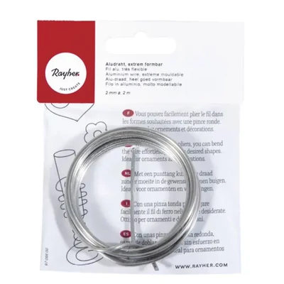 Sârmă de aluminiu, 2 mm, 2 m - argint