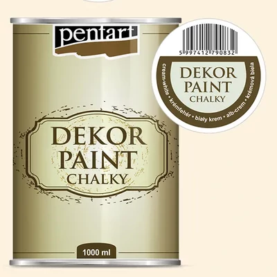 Vopsea cretă Pentart Dekor Paint Chalky, 1000 ml - alb crem