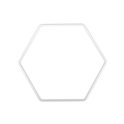 Baza metalica, hexagon, alb, prinzător de vise - 20 cm