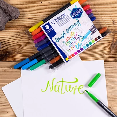 Set markere pensulă, Staedtler Design Journey, 0,5-0,8/1,0-6,0mm, cu două vârfuri, 12 bucăți