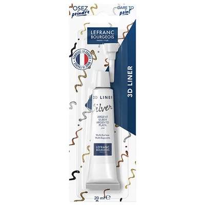 3D Liner vopsea contur, nu se poate arde, 20 ml - argint