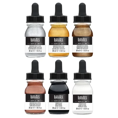 Liquitex Professional cerneluri acrilice, set 6x30 ml - culori metalice