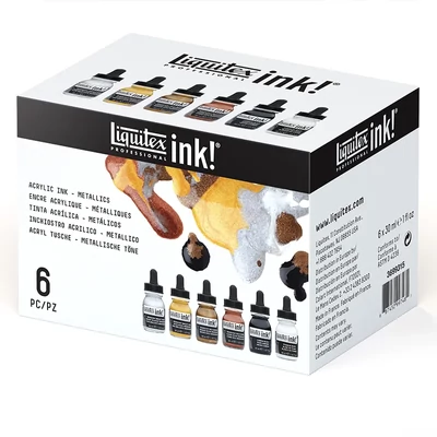 Liquitex Professional cerneluri acrilice, set 6x30 ml - culori metalice