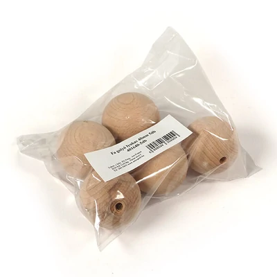 Bile de lemn  la pachet, cu orificiu - 40 mm, 5 buc