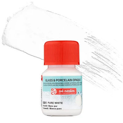 Vopsea sticlă și porțelan Art Creation, acoperitor, 30 ml - 1001 pure white