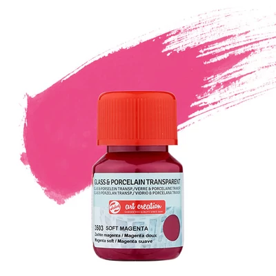 Vopsea sticlă și porțelan Art Creation, transparent, 30 ml - 3503 soft magenta