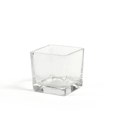 Recipient din sticlă, suport pentru lumânări - cub - 7x7 cm