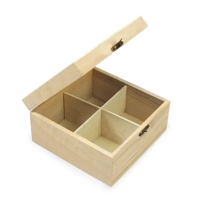 Suport pentru filtre de ceai din lemn – cu 4 compartimente (detașabile), 8x15x15 cm