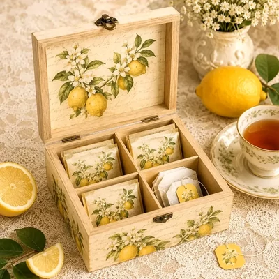 Suport pentru filtre de ceai din lemn – cu 4 compartimente (detașabile), 8x15x15 cm