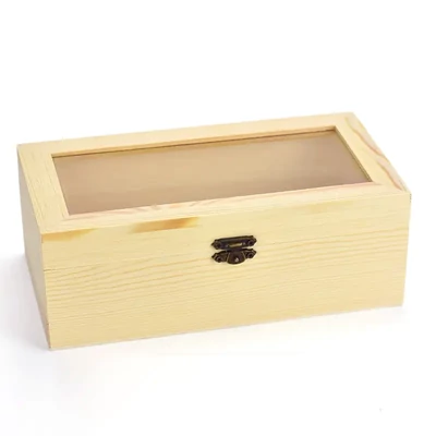 Cutie din lemn cu capac transparent, 22x12,5x8,5 cm
