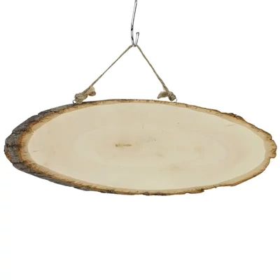 Suport din lemn, felie de lemn cu cârlig – oval, aprox. 13x34-37 cm