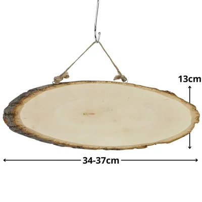 Suport din lemn, felie de lemn cu cârlig – oval, aprox. 13x34-37 cm