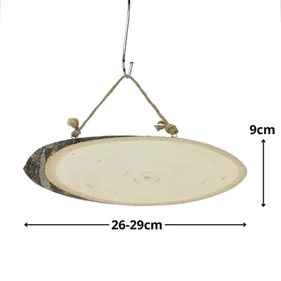 Suport din lemn, felie de lemn cu cârlig – oval, aprox. 9x26-29 cm