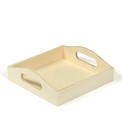 Tavă  din lemn cu mânere , mini - 16x16x3-5 cm