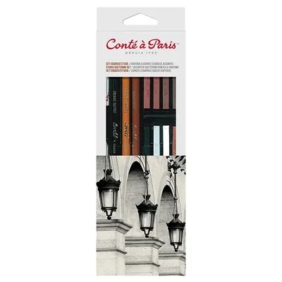 Set creioane și cărbune Conté pentru schițat - Sketching set, 18 buc