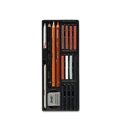 Set creioane și cărbune Conté pentru schițat - Sketching set, 18 buc