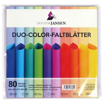 Hârtie origami, Duo-Color - 80 g, 80 buc, 20x20 cm