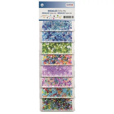 Selecție de mărgele de sticlă - 8 culori, multicolor