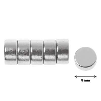 Magnet rotund super puternic - 8 mm, 6 buc