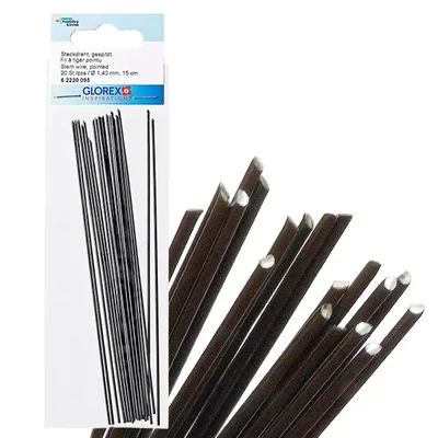 Ceară, ac de flori, sârmă cu vârf ascuțit  - 1,4 mm, 15 cm, 20 bucăți - negru