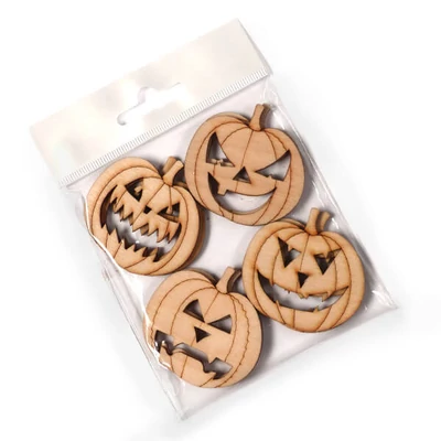 Figurină din lemn la pachet - dovleci de Halloween, 8 buc