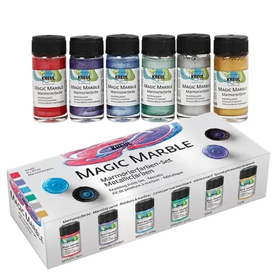 Set de vopsele marmorate, Kreul, 6x20 ml - metallic