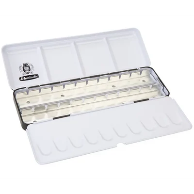 Schmincke cutie metalică pentru acuarele, pentru 12x1/1 sau 24x1/2 godeuri