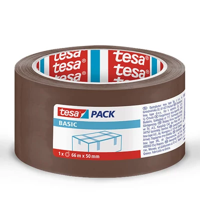 ICO, Tesa Basic 58571 bandă adezivă pentru ambalare, maro, 50 mm x 66 m