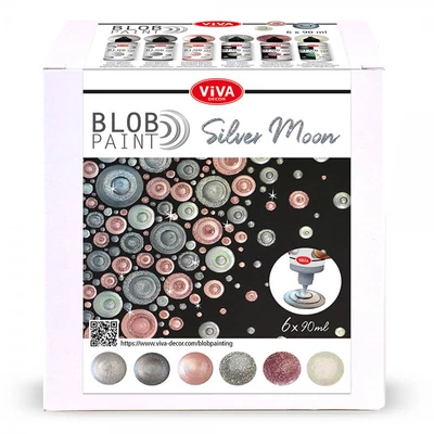 Set culori pentru pictare în puncte, Blob paint, 6x90 ml - Silver moon