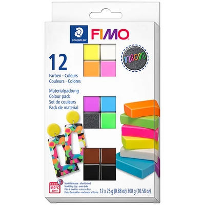 Set Plastilină care se întărește la coacere  FIMO Effect Color Pack, 12x25 g - Neon