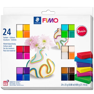 Set Plastilină care se întărește la coacere  FIMO Soft Color Pack, 24x25 g - Basic Colors