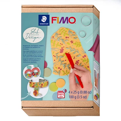 Set plastilină Fimo Soft care se întărește  la coacere, 4x25 g - Lap design, Slab Design