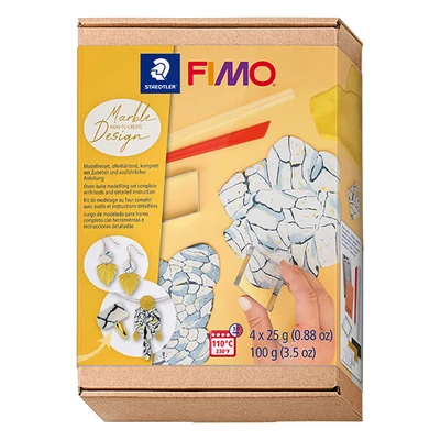 Set Plastilină care se întărește la coacere  Efect Fimo, 4x25 g - design marmura, Marble Design