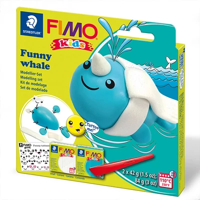 Set Plastilină care se întărește la coacere  FIMO Kids, 2x42 g - Balena amuzanta