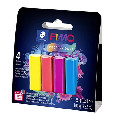 FIMO Professional Colour Pack Set plastilină care se întărește la coacere, 4x25 g - True Colours