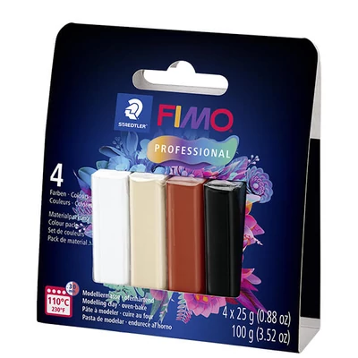 FIMO Professional Colour Pack Set plastilină care se întărește la coacere, 4x25 g - Natural Colours