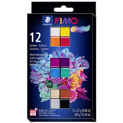FIMO Professional Colour Pack, Set plastilină care se întărește la coacere, 12x25 g - Basic Colours