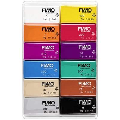 FIMO Professional Colour Pack, Set plastilină care se întărește la coacere, 12x25 g - Basic Colours