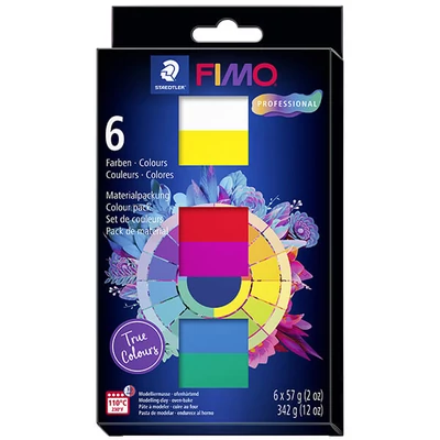 FIMO Professional Colour Pack Set plastiline care se întăresc la coacere, 6x57 g - True Colours