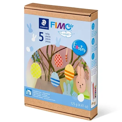 FIMO Air Light Easter Set, Set plastilină de Paște, 125 g cu accesorii (cu frânghie)