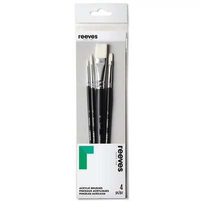 Reeves set pensule, sintetice plate și rotunde albe - 4 buc (1-10)