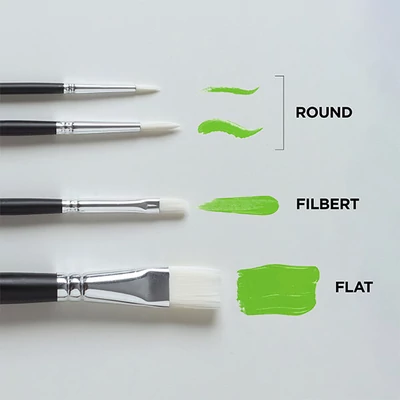 Reeves set pensule, sintetice plate și rotunde albe - 4 buc (1-10)